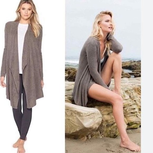 Barefoot Dreams Bamboo Chic Lite Calypso Wrap Cardigan Taupe Size S/M - Picture 1 of 6